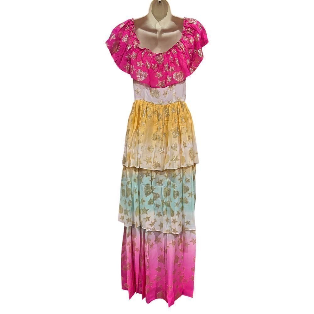 LOVESHACKFANCY Ombré Tiered Maxi Dress in Surfer Fushia Light NWT Size 0 - Picture 5 of 8